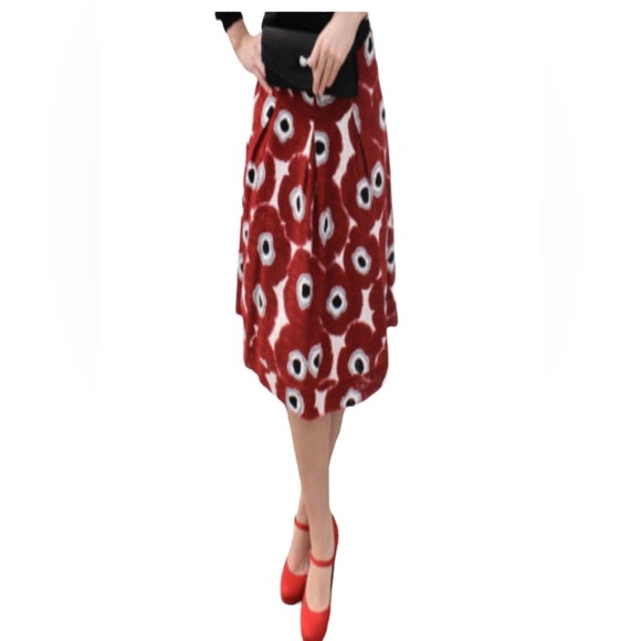 The Limited Dresses & Skirts - The Limited Red Poppy Flower Print Pattern Zip Closure 100% Cotton Skirt.